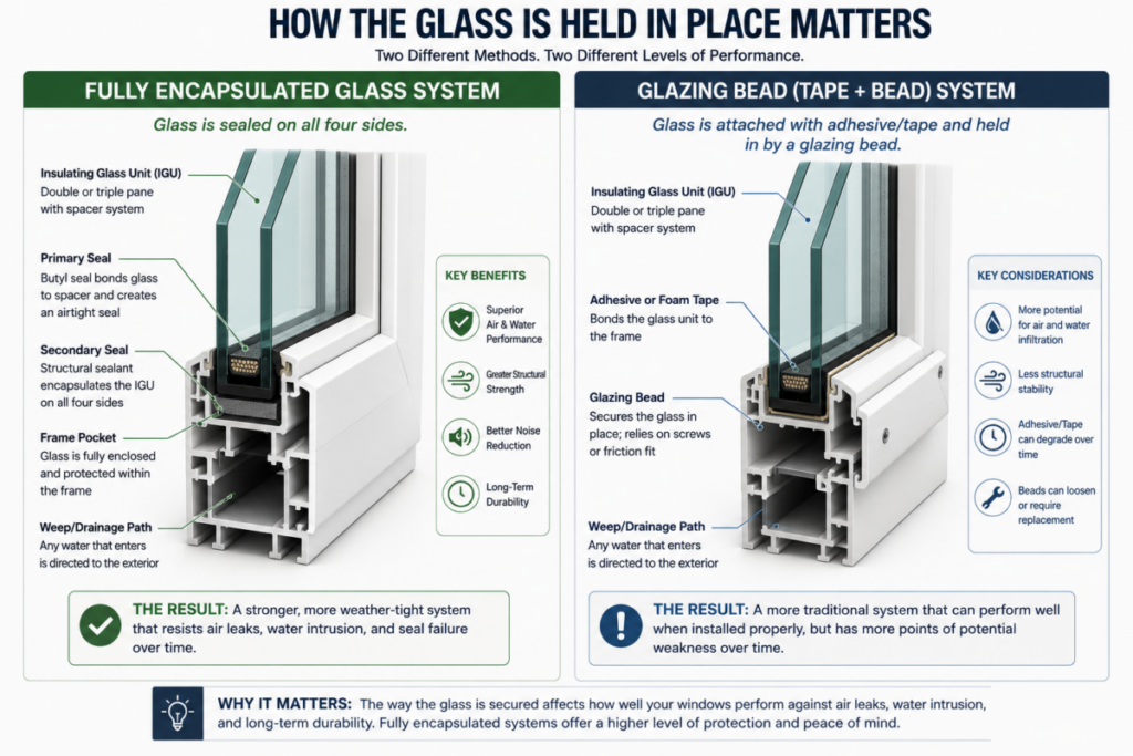 Encapsulated vs Glazing Bead Comparison Image
