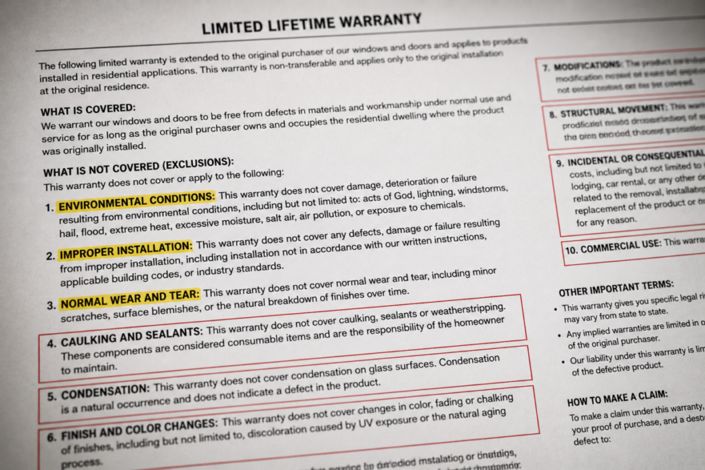 Warranty Exclusions Highlighted Document