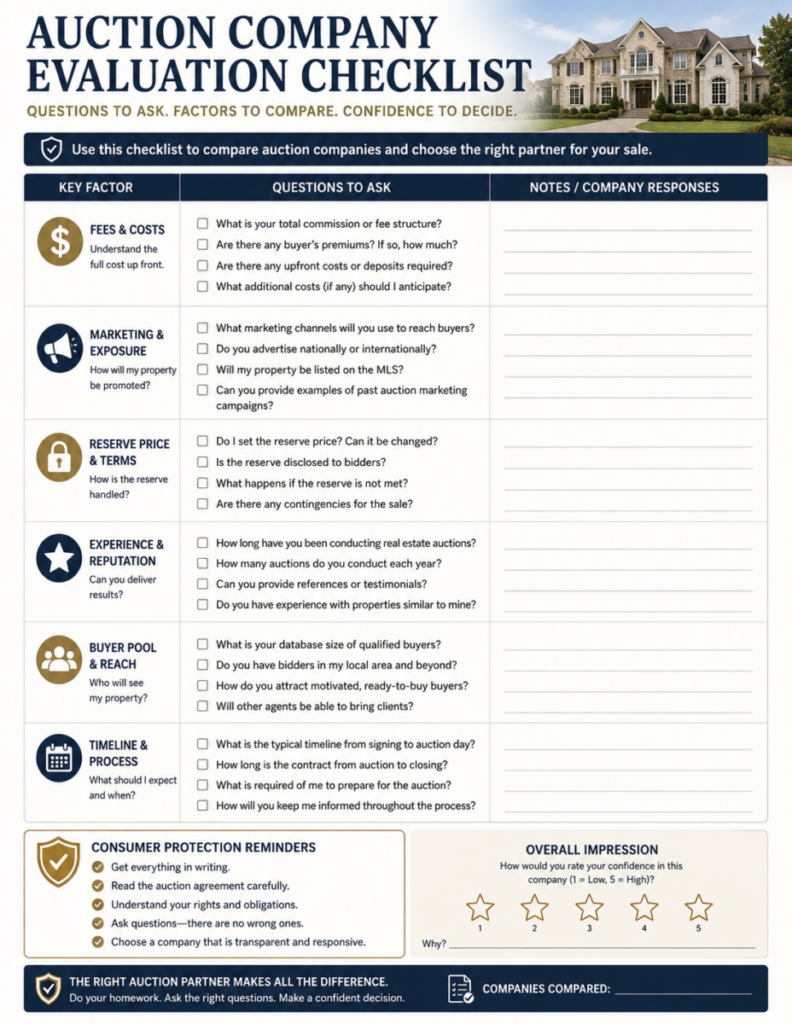 Auction Company Evaluation Checklist